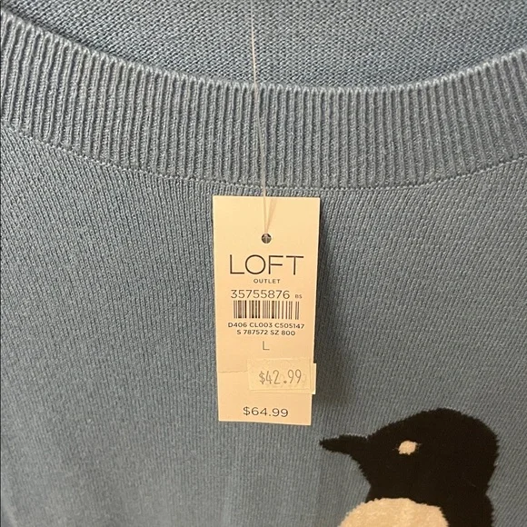 LOFT Blue Sweater with Penguin Design - Picture 2 of 5